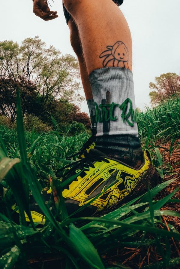 product shot of dirt run co trail running sock