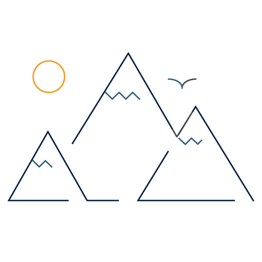 mountain with sun and bird icon